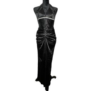 Vintage Cinderella Divine Elegant Black Halter Evening Dress Women’s Size Large